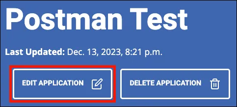 Edit Application button