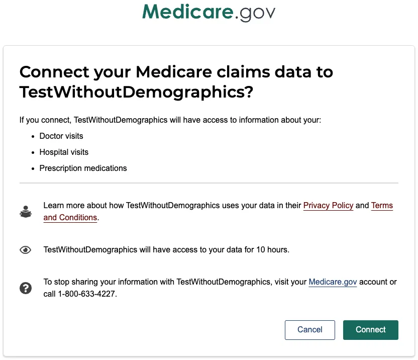 Authorization screen without demographic info option